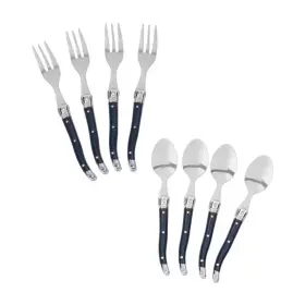 French Home 445003126143 Laguiole Stainless-steel Coffee Spoons And Cake Forks Set Of 8 Navy