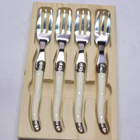82835845 French Home 4-pk Laguoile Cake Forks Stainless Steel White #2