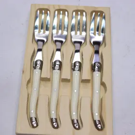 82835845 French Home 4-pk Laguoile Cake Forks Stainless Steel White #3