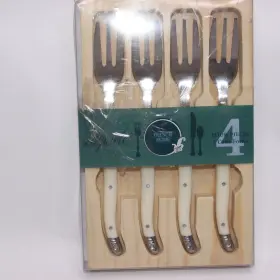 82835845 French Home 4-pk Laguoile Cake Forks Stainless Steel White