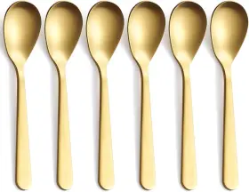 Fullyware 744759891921 Matte Gold Demitasse Espresso Spoons Stainless Steel Satin Finish Coffee
