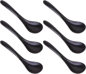 04434006q5 Garneck 6pcs Japanese Black Soup Spoons For Ramen Pho Dumplings Ideal Home Or Re