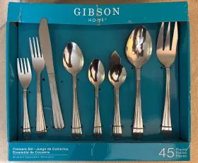 Gibson 085081028600 Stainless Steel 45 Piece Flatware Set Canberra Pattern Service For 8 Nip