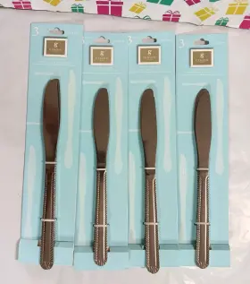 Gibson 085081630414 Butter Knives. Set Of 12 Home 8 1/8 Inch Metal Table 1 Dozen
