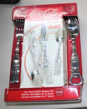 Gibson 085081644855 New Coca-cola Bottle 17 Piece Flatwear Set Forks-spoons- Knives-opener