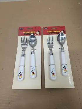 Gibson 085081824561 2 New 2006 Walt Disney Vintage Mickey Mouse Flatware Fork Spoon Set By