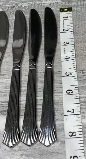148299 Gibson Stainless Caprice Pattern Lot Of 8 Dinner Knives China Glossy Lines #3