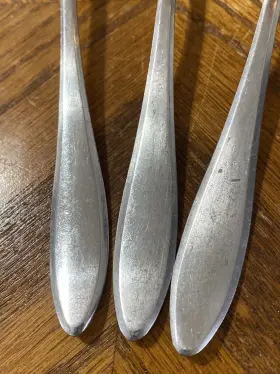 Gia10 Gibson Stainless Soup Spoons Satin Beveled Edge Lot Of 3 #2
