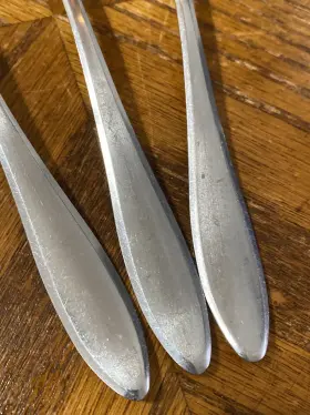 Gia10 Gibson Stainless Soup Spoons Satin Beveled Edge Lot Of 3 #3