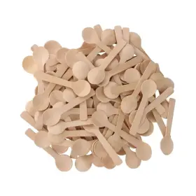 Gisedkle 630148211435 1000 Pcs Mini Wooden Spoons 4-inch Length Natural Birch Wood Biodegradable Ut