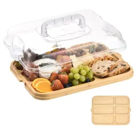 000729lkakl250205 Glokuuca Charcuterie Board With Lid And Handle - Portable Cheese For Travel Bamb
