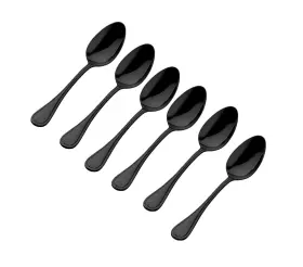 Godinger 028199420720 Flatware Dinner Spoons For Soup And Dessert 18/0 Stainless Steel Black Bead S