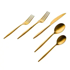 93267719 Godinger Silver 20pc Milano Matte Stainless Steel Flatware Set Gold Service For