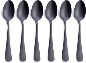 Gogeili 313028283264 Matte Black Dessert Spoon Stainless Steel Satin Finish 6.8-inch Teaspoo