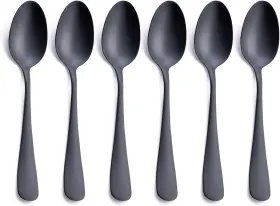 Gogeili 445007479450 Matte Black Dessert Spoon Stainless Steel Satin Finish 6.8-inch Teaspoo