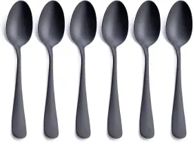 Gogeili 783347998123 Matte Black Dessert Spoon Stainless Steel Satin Finish 6.8-inch Teaspoon Coffee