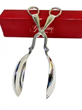 Yh505 Gorham 070357060019 Vintage Heritage Silver Plated Salad Tongs 10.75 Inch Glossy Italy Nos