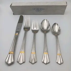 Gorham 070357230634 Golden Danube 5 Piece Place Set Stainless 18/8 Flatware Japan Nos Rare