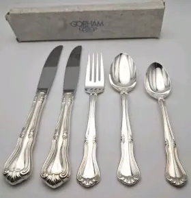 Gorham 070357231174 Valcourt Silverplate 5 Piece Place Set Flatware Japan No Fork