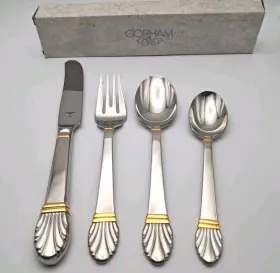 Gorham 070357232270 Golden Adria 4 Piece Place Set Stainless 18/8 Flatware Japan Nos Rare