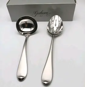 Gorham 070357445106 Studio Frosted 2 Piece Hostess Serving Set Stainless 18/8 Flatware Korea