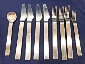 234457 Gourmet Settings 9 Pure Modern Stainless Dinner Fork Salad Spoon Knives Pc Set