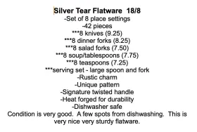 34-404 Gourmet Settings 42-piece Flatware Silver Tear Pattern Polished Stainless 18/8 #2
