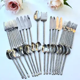 34-404 Gourmet Settings 42-piece Flatware Silver Tear Pattern Polished Stainless 18/8
