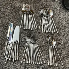 34-406 Gourmet Settings Gs 18/10 Exotique Platinum 53pc Stainless Flatware Set