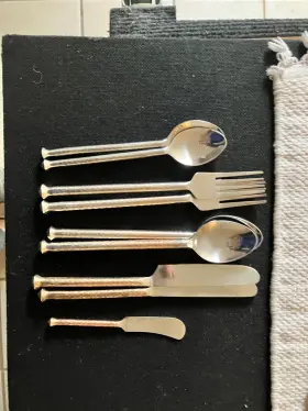 34-423 Gourmet Settings Set Of Hammered Copper And Stainless Steel 9 Pc Flatware #3