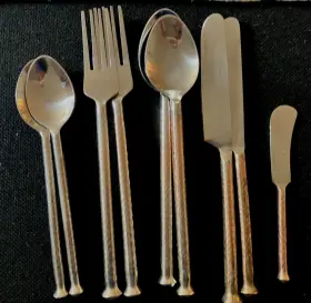 34-423 Gourmet Settings Set Of Hammered Copper And Stainless Steel 9 Pc Flatware