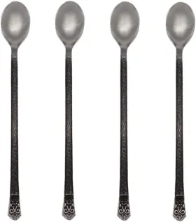 35-358-4 Gourmet Settings Avalon 18/10 Stainless Steel Iced Beverage Spoon Set Black