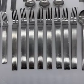 Gourmet Settings 624636286098 39-piece Silverware Pure Collection-matte Stainless Steel Flatware Set Some Rust #3