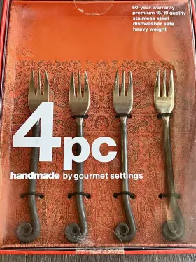 Gourmet Settings 624636349113 Treble Clef 18/10 Stainless Cocktail Fork Set Of Four New