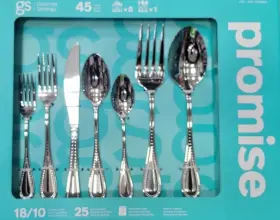Gourmet Settings 624636359136 New Promise 45-piece 18/10 Flatware Set