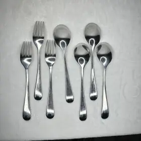 Gon17 Gourmet Settings 18/10 Stainless Lot Of 7 Pieces Dinner Forks Soup Spoons #3