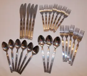 Grn1 Granada Vintage Mcm 26 Piece Set Flatware Stainless Japan Nice