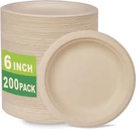 Ub-6-200 Greenworks 200 Count 6 Inch Small Compostable Dessert Plates Heavy-duty Unbleached