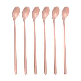 Gryfton 678202056943 6 Pcs Long Handle Iced Tea Spoon 7 Inch Stainless Steel Spoons Rose Gold