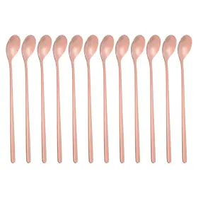 Gryfton 679209682791 12 Pcs Long Handle Iced Tea Spoon 7 Inch Stainless Steel Spoons Rose Gold