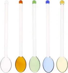 Gulelayar 445023653643 5 Pieces Glass Spoons For Coffee Teaspoons Stirring Spoon Rod 5.9 Inch Cof
