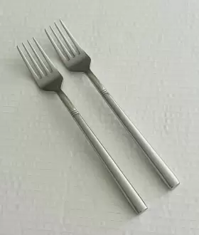 Gud17 Guy Degrenne Stainless 2 Dinner Forks Glossy Solid 3 Bands