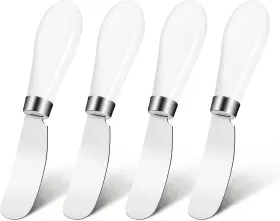 Guze-us 739240877454 Butter Knife 4 Pcs Porcelain Handle Stainless Steel Cheese Spreader Butte