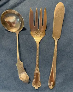 H.kramer Rogers & Son 1800q H.kramer And Sterling Silver Ladle Serving Fork Butter Knife Floral