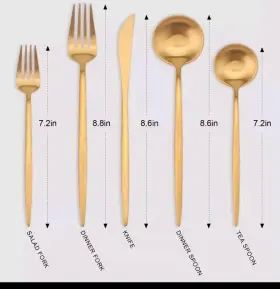 Hsfb70g20sb Hampton Forge Skandia Zephyr Satin Gold Flatware 45 Pieces #2