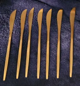 Hsfb70g20sb Hampton Forge Skandia Zephyr Satin Gold Flatware 45 Pieces #3