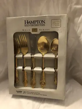 Hampton Silversmiths 733652203207 New In Box Versailles 24k Gold-plated Flatware For 20 By Silversmithswq2