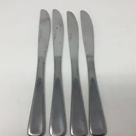 756145p331 Hampton Silversmiths Lausanne By Lot Of 4 Stainless Steel Dinner Knives Satin Bevel