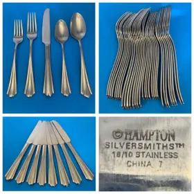 Hsv111 Hampton Silversmiths Inch Petal Glossy Stainless 8 5-piece Settings 40 Pcs