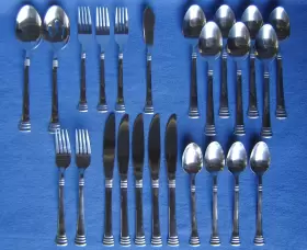 Hsv131 Hampton Silversmiths Silversmith Stainless Flatware Set Spoons Knives Forks 23 Piece #2